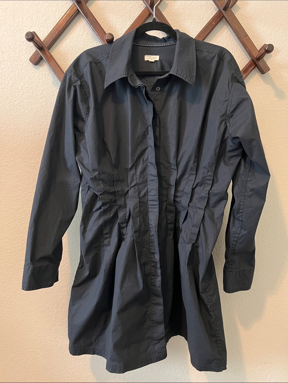 Pilcro Anthropologie Black Pintuck Mini Shirt Dress SZ large - Picture 5 of 7